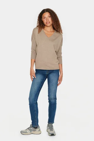 Strickpullover Gerade Passform beige