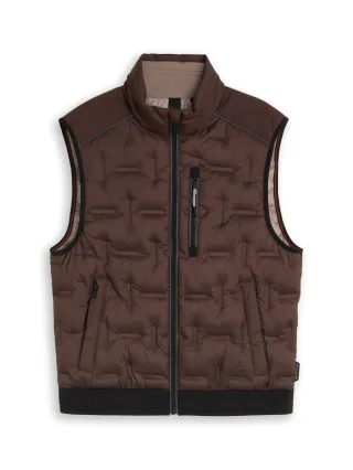 Tom Tailor - Hybrid Steppweste mit Stehkragen java dark brown - Gr. - XXL