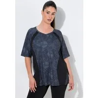 Ulla Popken T-Shirt Funktions-Shirt Schlangenmuster V-Ausschnitt