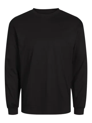 JACK&JONES - JJEBARRON TEE LS O-NECK NOOS Schwarz - Gr. - L