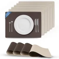 Bestlivings Platzset Kunstleder Uni/Struktur, (6-St), Tischset, abwischbares Lederimitat Platzdeckchen 46x33cm Doppelseitig