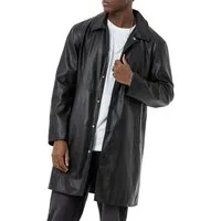 RedBridge Lederimitatmantel mit Hemdkragen und Druckknöpfen Kunstlederjacke Glattes Kunstleder mit eleganter Haptik