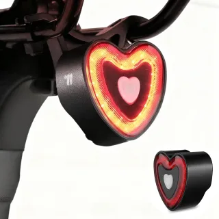 WEST BIKING Heart Bicycle Taillight Brake Sensing Smart Start/Stop Memory Waterproof Bike Rear Light for MTB Night Ridin