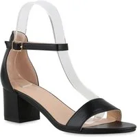 VAN HILL 840130 Sandalette Damen Sandaletten Christina Klassische Blockabsatz Basic Schuhe