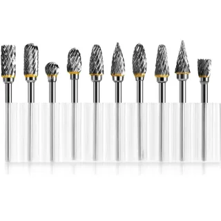 New 10 pcs 1/8" Shank Tungsten Carbide Milling Cutter Rotary Tool Burr Double Diamond Cutting Rotary Dremel Tools Electr