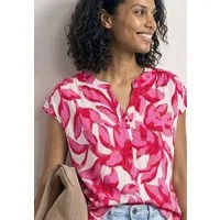 STREET ONE Shirttop Sommershirt im floralem Look und mit Knopfleiste