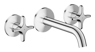 Hansgrohe 3-Loch Waschtischarmatur AXOR One Unterputz Wandm. 160mm Kreuzgriff chrom, 48130000 48130000
