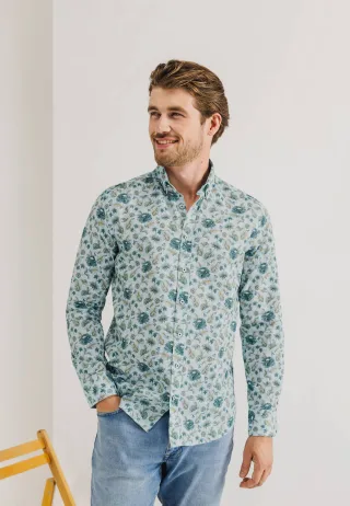 State of Art - Shirt LS Print Struc white - Gr. - M