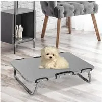 PawHut Tierbett für kleine Hunde, Gestell aus Stahlrohr, Bezug aus 600D Oxford, für Draußen Camping, 59 x 46 x 15 cm, Grau