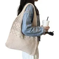 Diwzbyn Schultertasche Häkeltaschen,Sommer Strand Mesh Tragetasche Damen Boho Umhängetasche (Einkaufstasche Lässige Reisetaschen Tasche faltbar Hobo Taschen), für Reisen Einkaufen und Alltag