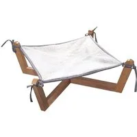 HomeGuru Katzen-Hängematte Katzenbett mit Holzgestell, Hängematte für Katzen, abnehmbar, waschbar