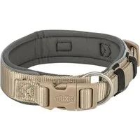 TRIXIE Hunde-Halsband Premium Halsband, extra breit - sand/grafit - 27–35 cm/25 mm, Gurtband