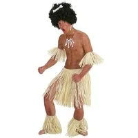 Orlob Hawaii-Kostüm Hawaii Männer Set Rock Beinstulpen Armstulpen Natur Karneval Fasching, 5-Tlg Set