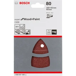 Bosch Schleifblatt C430, 10-teilig, 102 x 62, 93 mm, 11 Löcher - 2608607408