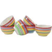 Spetebo Müslischale Müslischale IBIZA 14x8 cm - 6er Set, Porzellan, (6er Set, 6-tlg), Farbe: bunt mit Längsstreifen