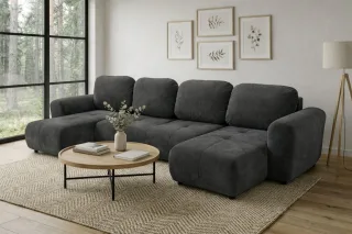 Wohnlandschaft mit Schlaffunktion BRUSK Sofa in Stoff Kronos Dunkelgrau