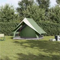 furnicato Faltzelt Familienzelt 220 x 220 x 184 cm Grün-Weiß, (1 tlg), Wetterfestes Campingzelt mit Luftentlüftung und inkl. Tragetasche