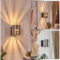 hofstein Wandleuchte Wandlampe aus Metall/Glas in Schwarz/Chrom/Rauch, ohne Leuchtmittel, moderne Up&Down-Leuchte mit Lichteffekt, Schalter am Gehäuse, G9