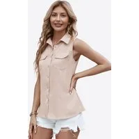 Imily Bela Jeansweste Damen Ärmelloses Sommerhemd (Packung, 1-tlg., 1per-Pack) Einfarbig