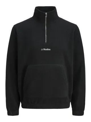 JACK&JONES - JJESOHO HALF ZIP FLEECE SN Black - Gr. - L