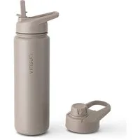 Vinsun Isolierflasche Edelstahl Trinkflasche 750ml Strohhalm - 2 Deckel Thermoflasche, BPA frei, doppelwandig, auslaufsicher, bruchsicher, geruchsneutral