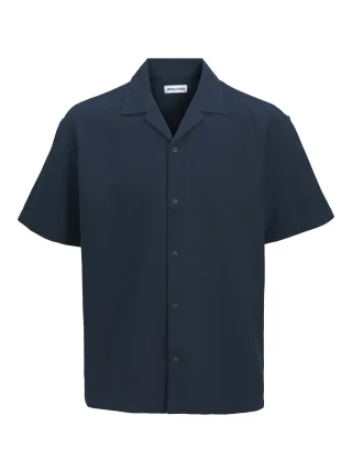 JACK&JONES - JJGLOBAL WAFFLE RESORT SHIRT SS Navy Blazer - Gr. - M
