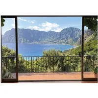 Wallarena Fototapete Fenster 3D Landschaft - Mehrfarbig - Modern - Vlies - Schlafzimmer, glatt, (6 St), 300x210cm