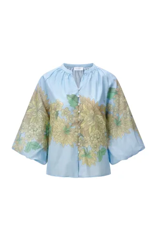 Rich & Royal - Blouse with place print lagoon - Gr. - 36