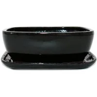 Exotenherz Pflanzschale Bonsai-Schale Unterteller Gr.4 Schwarz Anthrazit rechteckig GB5 L 26cm (1 St)
