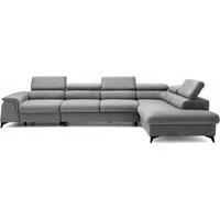 Muffo Ecksofa Plaza Maxi, Modernes Große sofa L-form mit Schlaffunktion und Verstellbare Kopfstützen Metallfüße, elegante einfache Form