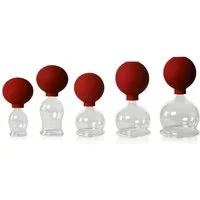 Lauschaer Glas Massagegerät Schröpfglas Schröpfgläser mit Saugball in vielen Größen aus Glas, 5-tlg.
