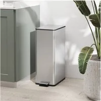 HOMCOM Mülleimer Treteimer 20L, Abfallsammler, Edelstahl, silber, 21,5x37,2x57cm, Soft-Close, fingerabdrucksicher, herausnehmbarer Inneneimer
