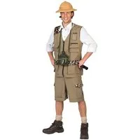 Karneval-Klamotten Kostüm Safari Anzug Herren Afrika Herrenkostüm, Wildhüter Dschungel Männer Kostüm mit kurzer Hose Karneval