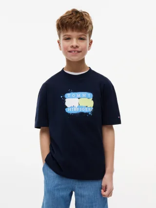 TOMMY FLAG GRAFFITI T-SHIRT SS Dark Night Navy - Gr. - 14