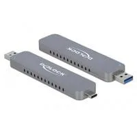 Externes Gehäuse für M.2 für M.2 NVMe PCIe SSD, Laufwerksgehäuse silber, mit USB TypeC und Typ-A Stecker