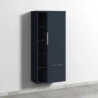 Sanipa 3way Stauraumschrank mit 1 Tür, 1 Auszug und offenen Fächern, Marine-Matt UP1831R
