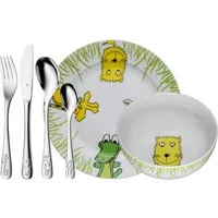 WMF Kindergeschirr-Set Safari (6-tlg), 1 Personen, Cromargan® Edelstahl Rostfrei 18/10, ab 3 Jahren, spülmaschinengeeignet, farb- und lebensmittelecht