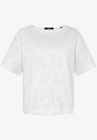 zero - Jacquard-Shirt im Boxy-Fit mit U-Boot-Ausschnitt weiß - Gr. - 38