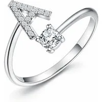 S&T Design Fingerring Buchstaben Ring Damen 14K Gold Vergoldet Silber Verstellbar Wasserfest (Goldring Geschenke für Frauen Freundin Mädchen Schmuck, 1-tlg., Buchstabenring), Damenring langlebigem Edelstahl Verstellbare Größe 50 - 60 Modeschmuck