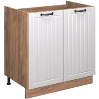 Vicco Unterschrank Fame-Line, Weiß Landhaus/Goldkraft Eiche, 80 cm ohne Arbeitsplatte (1-St)