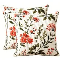 Diwzbyn Kissenbezug Cord-Kissenbezug 45×45 cm, Landhaus-Stil Kissenbezug, (1 Stück), Blumenmuster Kissenbezug für Sofa, Schlafzimmer und Wohnkultur