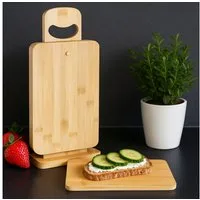 Koopman Frühstücksbrett Holzbretter Bambus Natur 7 Tlg., Holz, (Set, 7-St., Packung), 7 Tlg., Selbststehend, Metall & Holz, Hellbraun, Tragegriff
