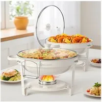Warmounts Speisenwärmer, (2-tlg., 5L Chafing Dish Speisenwärmer Set), Rund Maifanite-Beschichtung, Buffet Warmhalter-Set für Hochzeit, Party