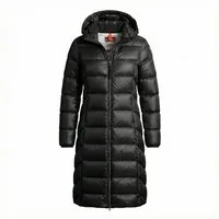 Parajumpers Daunenmantel PJS LEAH - lange DAUNENJACKE Mantel MIT KAPUZE für Damen Black Schwarz
