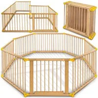 KIDUKU Laufgitter 7,2 Meter Laufstall XXL klappbar inkl. Tür, bestehend aus 8 Elementen (mit doppelter Sicherung für Kinder Krabbelgitter), Absperrgitter individuell formbar
