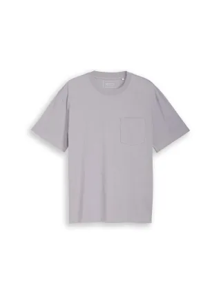 TOM TAILOR Denim - Relaxed Fit T-Shirt mit Brusttasche grau - Gr. - S