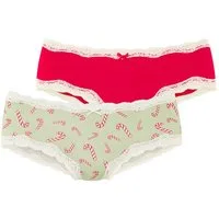 LASCANA Hipster (2er-Pack) mit feiner Spitze und weihnachtlichen Prints