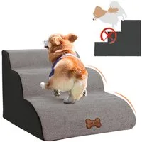 CALIYO Hunderampe Hundetreppe 3 Schichten Haustiertreppe Hundetreppe Katzentreppe, für Kleine Hunde Welpe Katzen aus Sofa Bett rutschfest