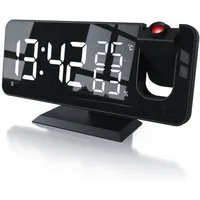 CSL Radiowecker Projektions Wecker Digital, Autodimmer, Dual-Alarm 12 / 24h & USB Projektionswecker, Radio, Temperatur & Luftfeuchtigkeitsanzeige