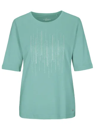 CLARINA - Rdh.-Shirt, Steinchen 545 ozean gruen - Gr. - 42